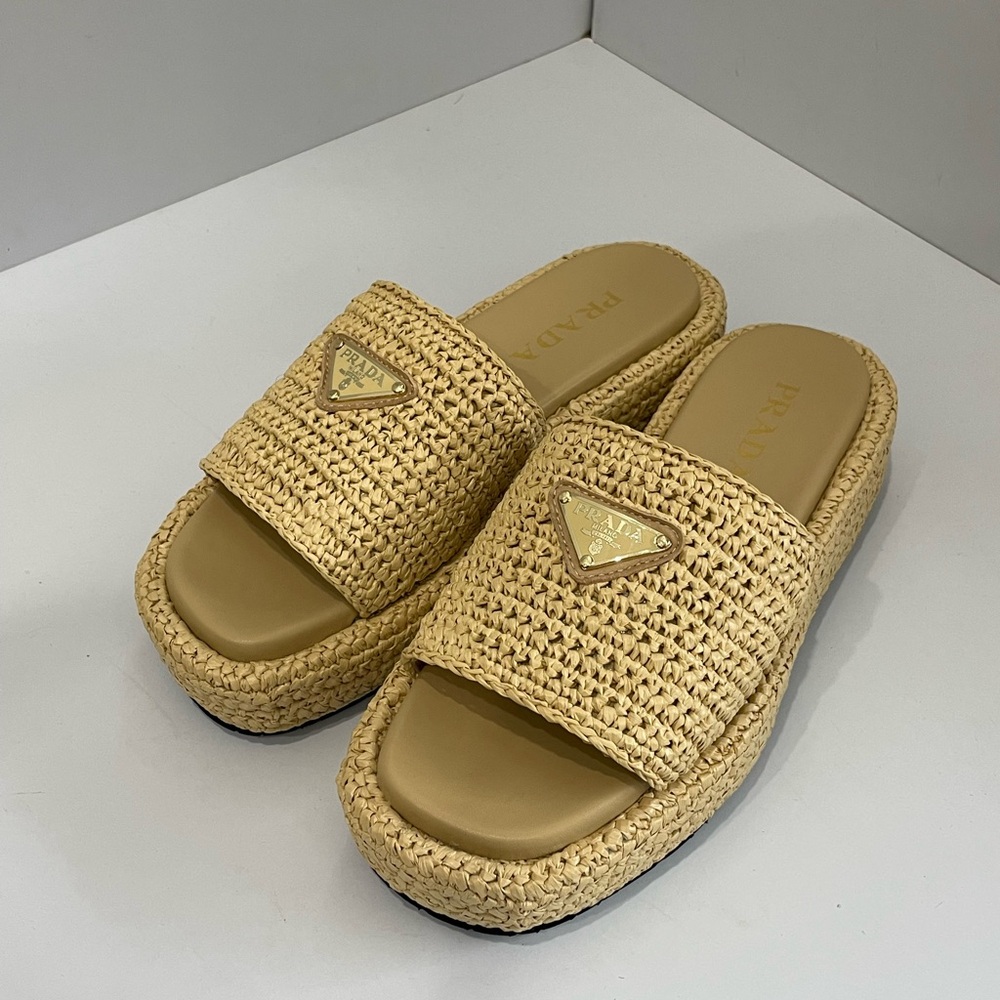 Prada New Women's Woven Slides